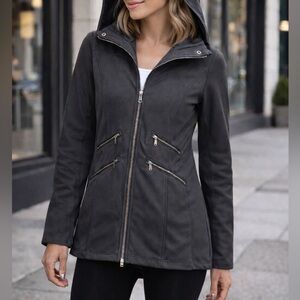 Zella Soft Shell Hooded Jacket | Gray | Medium